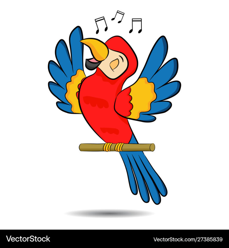 cute-cartoon-three-colored-parrot-sing-song-vector-27385839