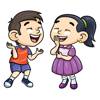 Illustration of cute kids laughing.